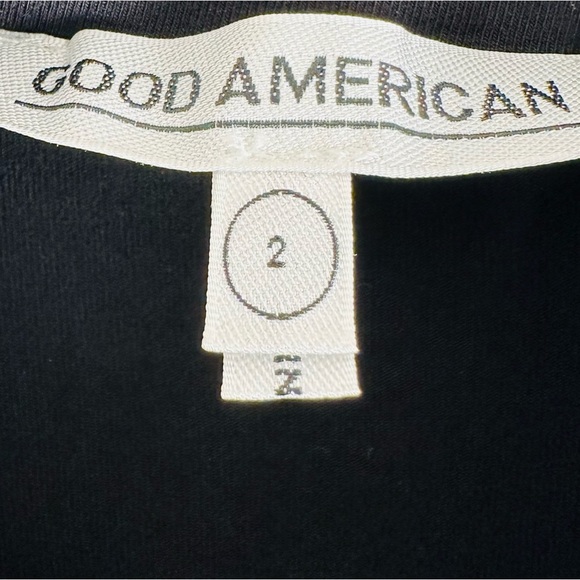 Good American Stretch Jersey Long Sleeve Ruched Turtleneck Bodysuit Black - Picture 16 of 16